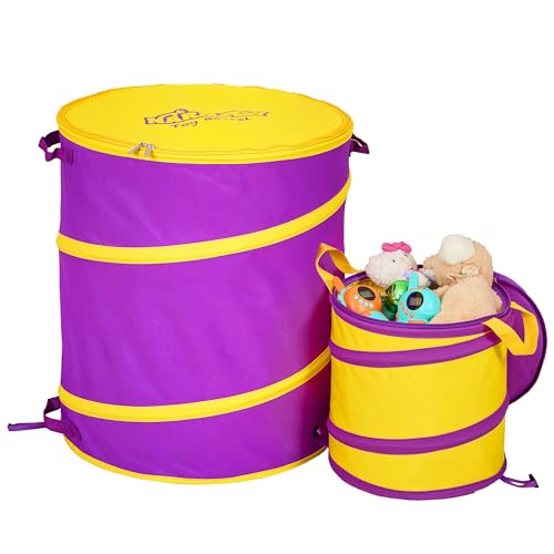 NARMAY Toy Barrel Pop-Up Toy Storage Bin, Collapsible Toy Bucket with Handles for Kids, All-in-One Toy Organizer for Boys and Girls - Nested Set of 2 - size: Nested Set of 2