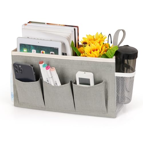 Bedside Storage Caddy/Bedside Hanging Storage Bag for Headboards Bunk Beds Dorm Rooms Book Phone Magazine Holder (New Grey) - color: New Grey