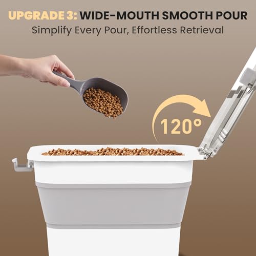 20-23 Lbs Dog Food Storage Container, Collapsible Dog Food Container with Transparent Airtight Lid,Multifunctional Pet Food Storage Container for Dog Cat,Rice,Flour,Pet Food Scoop and Dog Bowl - color: Clear/23 lbs