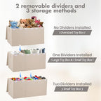 Extra Large Toy Box 167L, Sturdy Toy Storage Chest Organizer Bin Baskets with 2 Removable Divider for Boys, Girls, Kids, Nursery, Bedroom, Playroom, 35.5"x17" x17" (Linen Beige) - color: Extra Extra Large Beige
