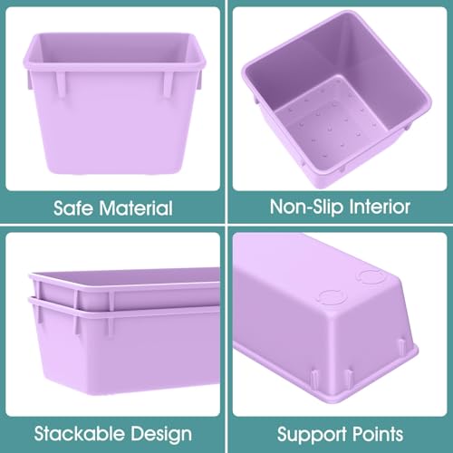 WOWBOX 25 PCS Plastic Drawer Organizer Set, 4 Sizes Desk Drawer Divider Organizers and Storage Bins for Makeup, Jewelry, Gadgets for Kitchen, Bedroom, Bathroom, Office, Purple - color: Purple