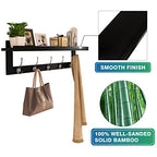SMIBUY Coat Hooks with Shelf Wall-Mounted, 29.2 Inch Entryway Coat Rack for Wall, Bamboo Hanging Shelf with 5 Double Metal Hooks for Bathroom, Bedroom, Kitchen, Living Room, Mudroom (Black+Silver) - color: Black+Silver