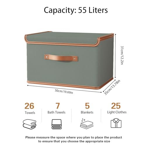 Tuza 2 Pack Storage Bins with Lids, Collapsible Closet Organizer Container, Fabric Organizer Box with Handles, Decorative Storage Boxes with Lids for Organizing Clothes, Blanket, Grey, Extra Large - color: Grey, size: 2 Pack - Extra Large