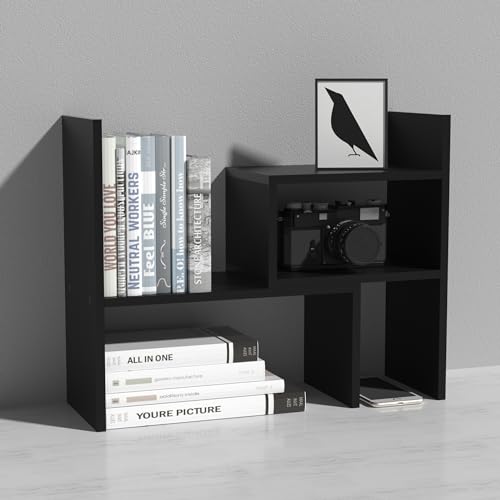 MASAKA B&W - Kawaii Storage Desktop Organizer for Your Desk Space, Double H Plants Display Shelf, Home Office Storage Rack Adjustable Stackable for Office, Dormitory (Black*02) - color: Black*02