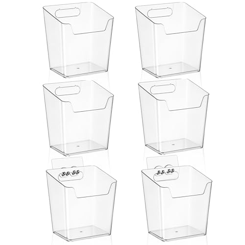 6 Pack Drink Packet Organizer, Clear Acrylic Cabinet Door Organizer Adhesive, Wall Mount Caddy Utensil Holder Floating Bin for Tea Bag Kcup Storage, Sewing Tools, Laundry Pods, Small Cleaning Supply - color: 6 Pack, size: Large