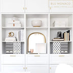 BLU MONACO | Cardboard Magazine File Holder Set of 4 | Vertical Magazine File Holder for Desk and Shelves | Standing File Holder for Classroom School Paper Storage - color: Gold Dots Black Stripes