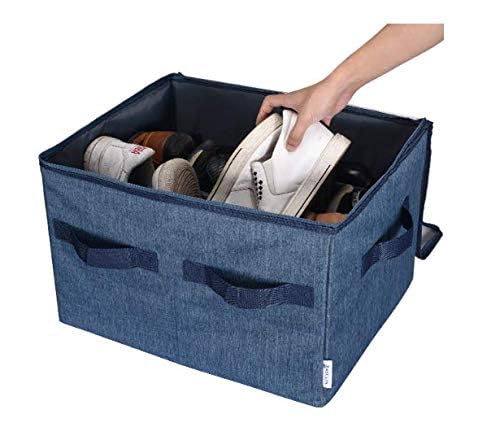 Moteph Shoe Organizer Closet Storage Solution with Clear Cover & Adjustable Dividers for Shoes, Handbags, Blankets, Linen, Clothing (Medium - 16 Pairs, Navy Blue) - color: Navy Blue, size: Medium - 16 Pairs