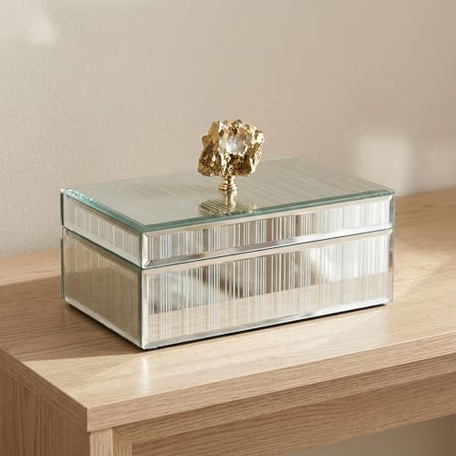 Decorative Storage Box for Home Decor – Modern Jewelry Box with Lid and Statement Handle for Living Room, Bathroom, or Office Display – Stylish Accent Organizer for Gifts or Keepsakes – 5" White