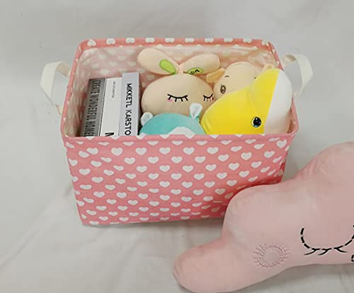 MAIZMZ Girls Storage Basket Pink Valentine's Day Gifts Basket Waterproof Organizer Nursery Bins Toy Box for Organizing Home/Dorm/Kitchen/Pet/Office/Closet/Shelf/Room Decor - color: Pink heart