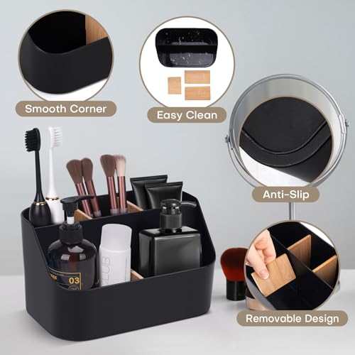 Set of 2Toothbrush Holder for Bathrooms,Bathroom Organizer Countertop,5Slot Electric Toothbrush Toothpaste Holder Razor Lotion Stand Caddy,Large Capacity Vanity Office Corner Accessories Storage Black - color: Black, size: Large (2 Pack)