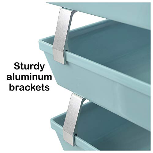Acrimet 4 Tier Paper Letter Tray Side Load Letter Size, Office Desk File Document Organizer Plastic (Solid Green)