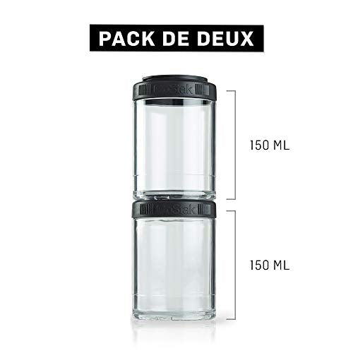 BlenderBottle GoStak Twist n' Lock Storage Jars, 150cc 2-Pak, Black - color: Black, size: 150cc (Pack of 2)