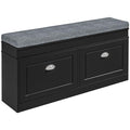 HOMCOM Modern Shoe Rack Bench for Entryway, Storage Organizer with Cushion, 2 Drawers, Adjustable Shelf, Holds 8 Pairs, Black - color: Black
