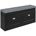 HOMCOM Modern Shoe Rack Bench for Entryway, Storage Organizer with Cushion, 2 Drawers, Adjustable Shelf, Holds 8 Pairs, Black - color: Black