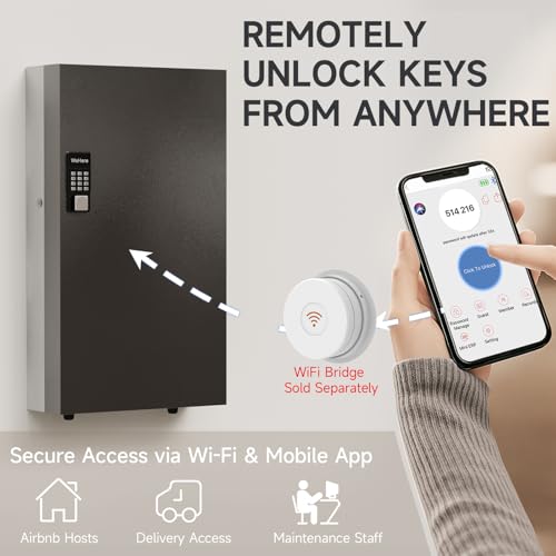 WeHere 360-Key Smart Key Lock Box Wall Mount – Commercial Key Cabinet with App, Keypad, Bluetooth & WiFi Unlock (Sold Separately), Access Log Tracking, Key Management for School, Property, Office - size: 360 keys(Smart)