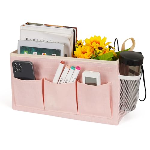 Bedside Storage Caddy/Bedside Hanging Storage Bag for Headboards Bunk Beds Dorm Rooms Book Phone Magazine Holder (New Pink) - color: New Pink