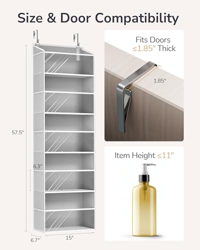ULG 1-Pack Over Door Organizer with 5 Large Pockets 10 Mesh Side Pockets, 44 lbs Weight Capacity Hanging Storage Organizer with Clear Window for Bedroom Bathroom Kitchen, RV, Camper, Clear Grey - color: Clear Window Grey, size: 1 Pack-5 Tier