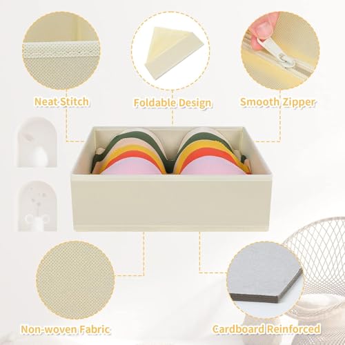 DIMJ Drawer Organizer Clothes, 24 Pack Dresser Organizer, Foldable Closet Organizers and Storage, Fabric Dresser Drawer Organizers, Drawer Dividers for Nursery, Baby Clothes, Underwears, Sock - color: Beige, size: 24 Pack