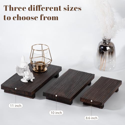 Bathroom Tray Farmhouse Decor Pedestal Stand Wood Riser Display Kitchen Accessories Soap Holder for Sink, Counter, Vanity, 8.7 * 3.6 Dark Brown - color: Drak Brown, size: 8.7" x 3.6" x 1.6"