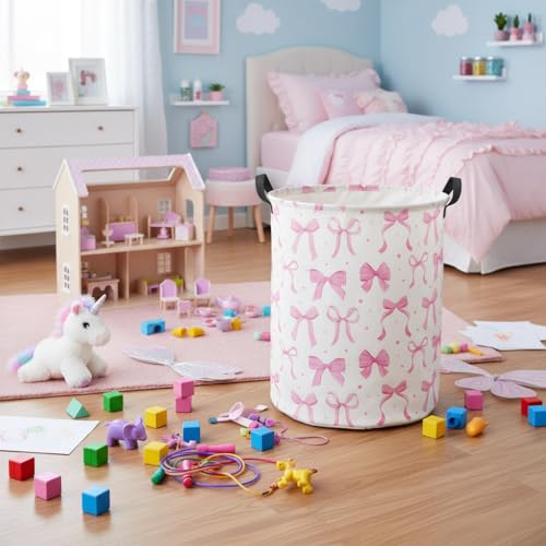 Baby Laundry Basket Baby Hamper for Nursery Girl Kids Butterfly Hamper Cute Kids Toys Storage Bin Organizer Butterfly Room Decor for Home(Dreamy Bowknot) - color: Dreamy Bowknot