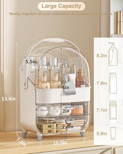 Anylady Makeup Organizer Countertop, Skincare Holder Bathroom Counter Organizer, Storage Box Cosmetic Display Cases, Teen Girl Gifts Make up Organizers for Vanity, Dresser - color: Sliver