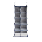 Household Essentials Hanging Cotton Blend and Plastic Closet Shoe Organizer with 10 Storage Compartments, Denim - color: Denim