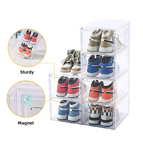 KEFA 8 Pack US 15 XXL Clear Shoe Storage Boxes Stackable, Shoe Organizer Clear Plastic Shoe Boxes, Shoe Case - color: CLEAR 8PACK, size: 15 SIZE