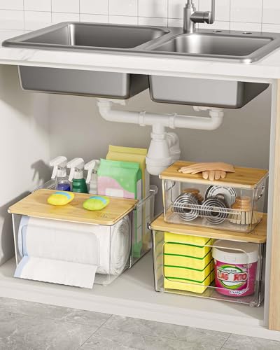 iCASA Trash Bag Dispenser Holder - 3 in 1 Acrylic Plastic Garbage Bag Pantry Organizer, Clear Large Laundry Pods Container with Lid, Stackable Under Sink Kitchen Laundry Room Organization and Storage - size: 3 in 1