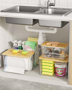 iCASA Trash Bag Dispenser Holder - 3 in 1 Acrylic Plastic Garbage Bag Pantry Organizer, Clear Large Laundry Pods Container with Lid, Stackable Under Sink Kitchen Laundry Room Organization and Storage - size: 3 in 1