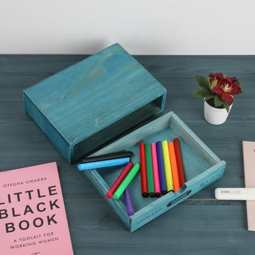 Wooden Storage Box Apothecary Drawers Vintage Wooden Drawers Wood Desktop Organizer Countertop Storage Box Library Card Catalog Cabinet Apothecary Cabinet（BLUE） - color: BLUE01