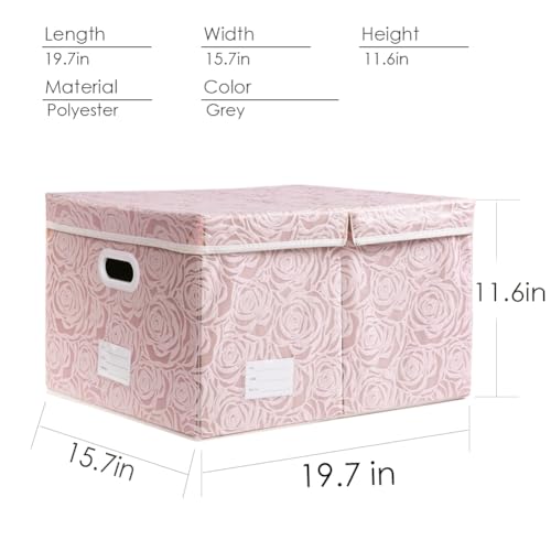 PRANDOM Extra Large Collapsible Storage Boxes with Lids Fabric Decorative Storage Bins Cubes Organizer Baskets with Cover Handles Divider for Bedroom Closet Living Room 19.7x15.7x11.6 Inch 3 Pack - color: Pink, size: X Large(3-Pack)
