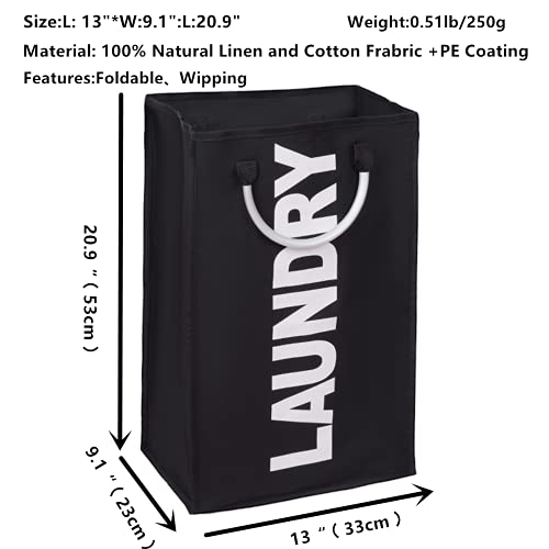 2-Pack Laundry Basket, Durable Handles for Easy Carry, Collapsible Cloth Baskets, Hampers for College Dorms, Foldable Fabric Hamper Bags, Black - color: Black*2