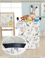 Round Waterproof Laundry Basket,Foldable Storage Basket,Laundry Hampers with Handle,Gift Basket,Suitable for Children's Room and Toy Storage (Animals) - color: Round Animals
