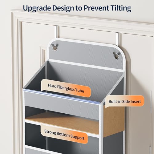 Yecaye Over Door Organizer, 60 lbs Load Capacity, Metal Hanging Storage with 6 Shelves for Toys, Bathroom, Nursery, Dorm Room, Grey,1Pc - color: Dark Grey, size: 6 Tier