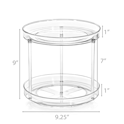 Sorbus 9 Inch 2 Tier Clear Lazy Susan Organizer, Turntable Organizer for Spice Organization for Cabinet, Lazy Susan Turntable for Kitchen, Home, Office, Closet, Laundry Room Organization (2 Pack) - size: 2 Tiered 2 Pack