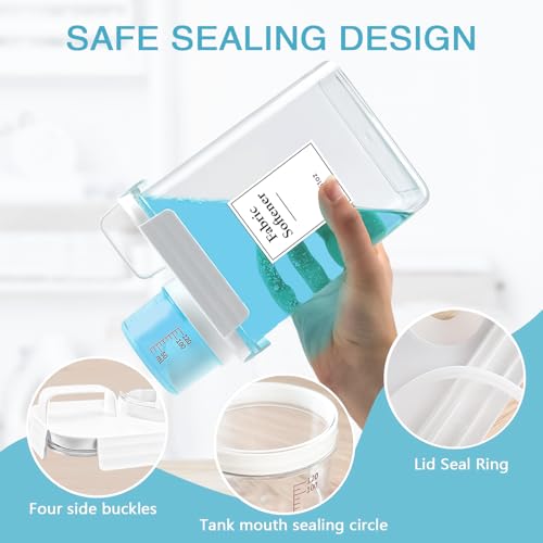 3 Pack Laundry Detergent Dispenser, 61oz Laundry Soap Dispenser, Refluxable Laundry Detergent Container, Plastic Liquid Laundry Detergent Dispenser for Laundry Room Organization with 6 Labels - size: 61 Fl Oz (Pack of 3)