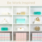 BLU MONACO | Cardboard Magazine File Holder Set of 4 | Vertical Magazine File Holder with Gold Label Slots | Standing File Holder and Cardboard Bins for Shelves Desk Classroom - color: Pastel Stripes