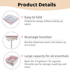 GIMWA Collapsible Wash Basin for Baby Bottles - 2.4 Gallons Portable Wash Bin for RV Camping Sink, Space-Saving Dish Tub (Pink) - color: Pink
