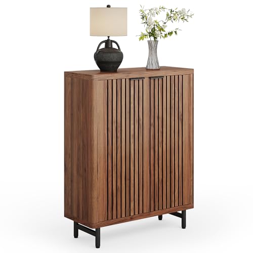 LITTLE TREE 6-Tier Shoe Cabinet with Doors for Up to 24 Pairs, Large Wooden Shoes Cabinet with Adjustable Shelves, Retro Freestanding Shoe Organizer for Entryway, Hallway, Brown - color: Brown