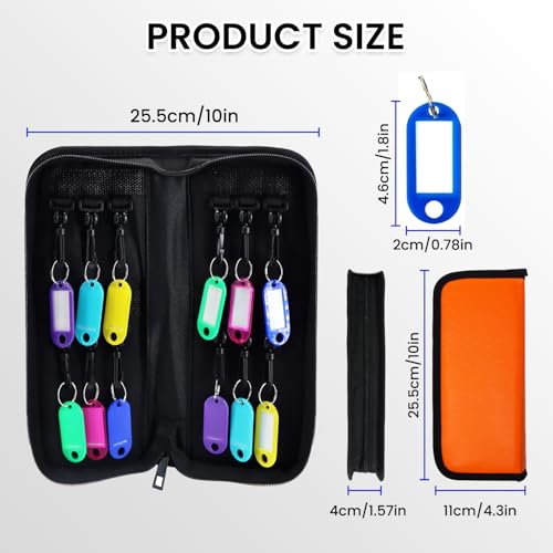 Key Organizer, Zippered Key Case, Fireproof and Waterproof Key Binder with 12 Hooks and Tags Portable Key Storage Book for Offices Real Estate Agencies Hotels and Rental Management - size: 12 keys