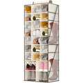 VERONLY Hanging Shoe Organizer for Closet-Collapsible Storage Rack with 25 Sections & 4 Side Pockets, Hanging Shoe Shelves for Hats,and Clothes, Beige - style: 3-Column Beige