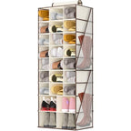 VERONLY Hanging Shoe Organizer for Closet-Collapsible Storage Rack with 25 Sections & 4 Side Pockets, Hanging Shoe Shelves for Hats,and Clothes, Beige - style: 3-Column Beige