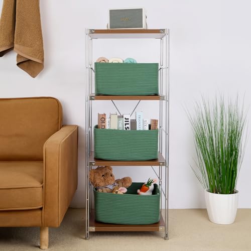 MiniArk Large Storage Baskets for Shelves, Closet Organizers Bins for Clothes Blanket Towels, Baby Nursery, Toy Baskets Box, Woven Rope Baskets, 17 x 13 x 7.5”, 3 Packs Green - color: Green, size: 3pcs-L17×W13×H7.5"