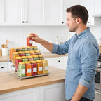 RCHYFEED Spice Rack Organizer for Cabinet, 4 Tier Spice Rack, Depth Adjustable Spice Organization for Cabinet Easy Visibility, Tiered Adjustable Spice Shelf for Kitchen Countertop Pantry Cupboard