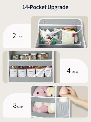 Yecaye 5 Tier 1Pc Over the Door Organizer, Stuffed Animal Storage with Clear PVC Windows, Door Organizer Hanging for Bedroom Nursery Closet Dorm Room Laundry Pantry Bathroom, Grey - color: Grey, size: 1 Pack 5 Tier