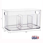 STORi Bliss 5-Compartment Plastic Cosmetics Storage Organizer, Set of 2 | Clear | Rectangular Divided Makeup Bin & Vanity Caddy with Pass-Through Handles | Round Corner Design | Made in USA - size: 2 Pack