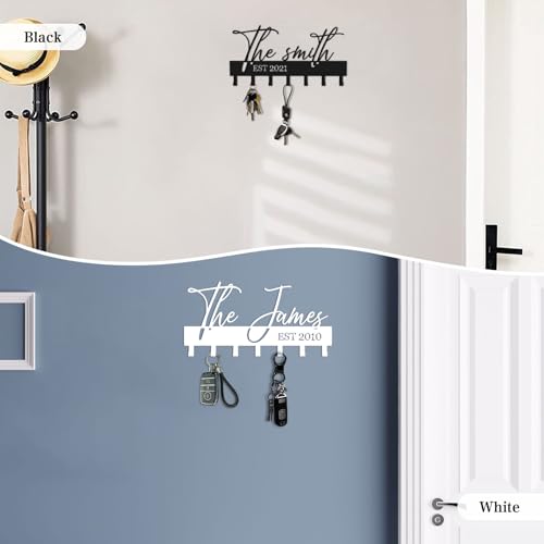 Customized Meaningful Phrase Key Holder Wall Mount,Black Exquisite Metal Key Hanger for Wall,Key Hooks with Screw for Hallway,Office,Kitchen Decor - color: Customized