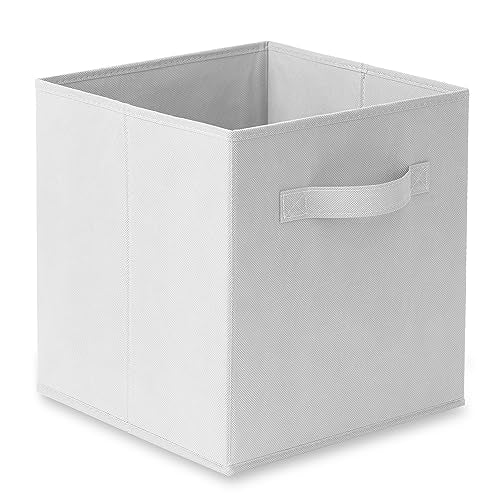 Casafield Set of 6 Collapsible Fabric Cube Storage Bins, White - 11" Foldable Cloth Baskets for Shelves, Cubby Organizers & More - color: White, size: 10.5" x 10.5" x 11"