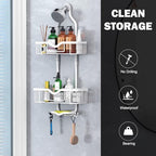 Kadolina Shower Caddy Hanging, Bathroom Shower Rack, Bathroom Organizer with Soap Dish, Over The Showerhead Caddy with Hooks for Razor/Sponge, Soft White (Assembly Required) - color: Soft White