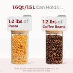 Airtight Glass Storage Canister with Lids, Kitchen Pantry Storage Jar with Labels, Food Storage Container for Sugar Tea Coffee Beans Snacks (2 pack 1.6qt) - size: 2 pack（1.6qt）
